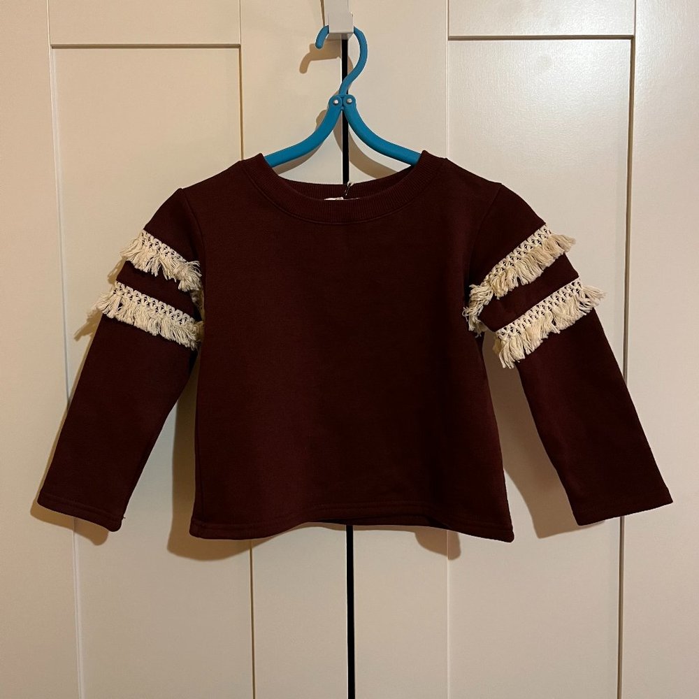 Vierra Rose  4 Yrs Girl's Maroon Sweater w/ fringe NWT